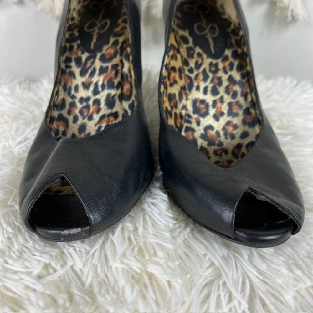 Jessica Simpson Leather RAMONNA Black Peep-toe Pump Shoes